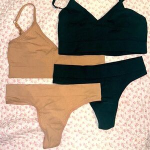 Set of 2 ladies workout/swim bikini bra and panty set